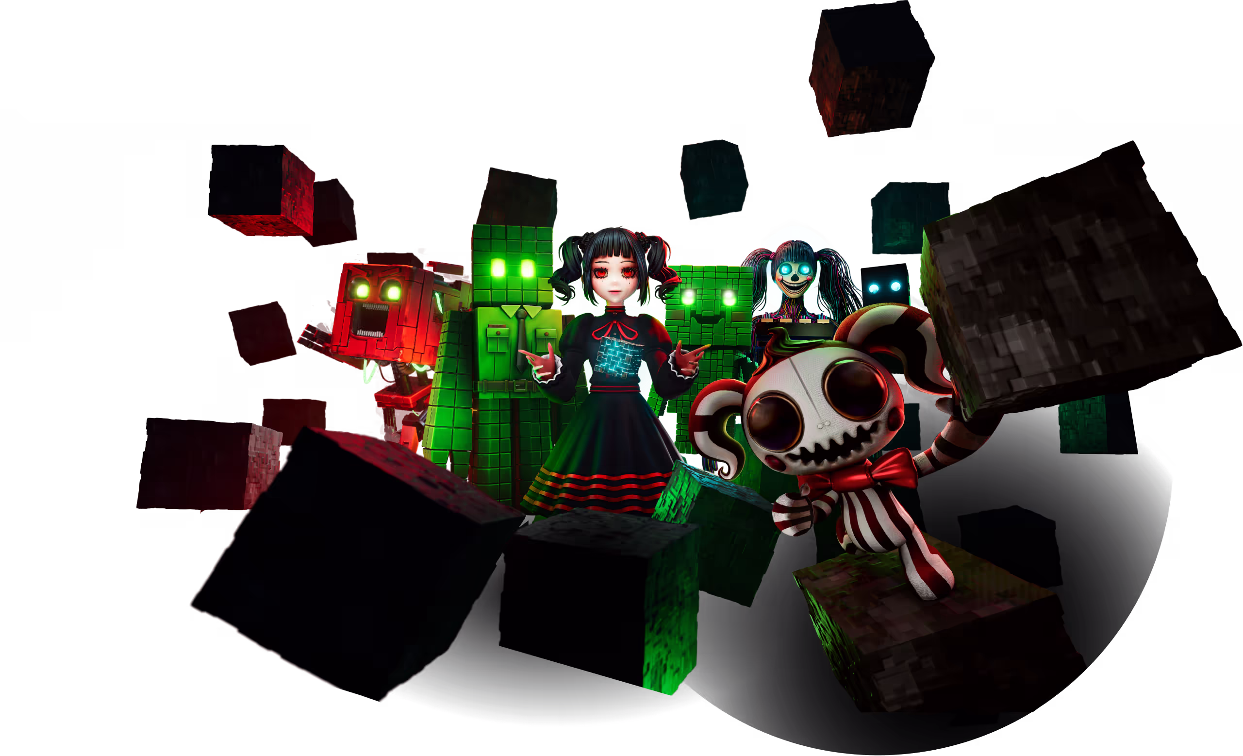 Acki Nacki Universe characters looking into the camera